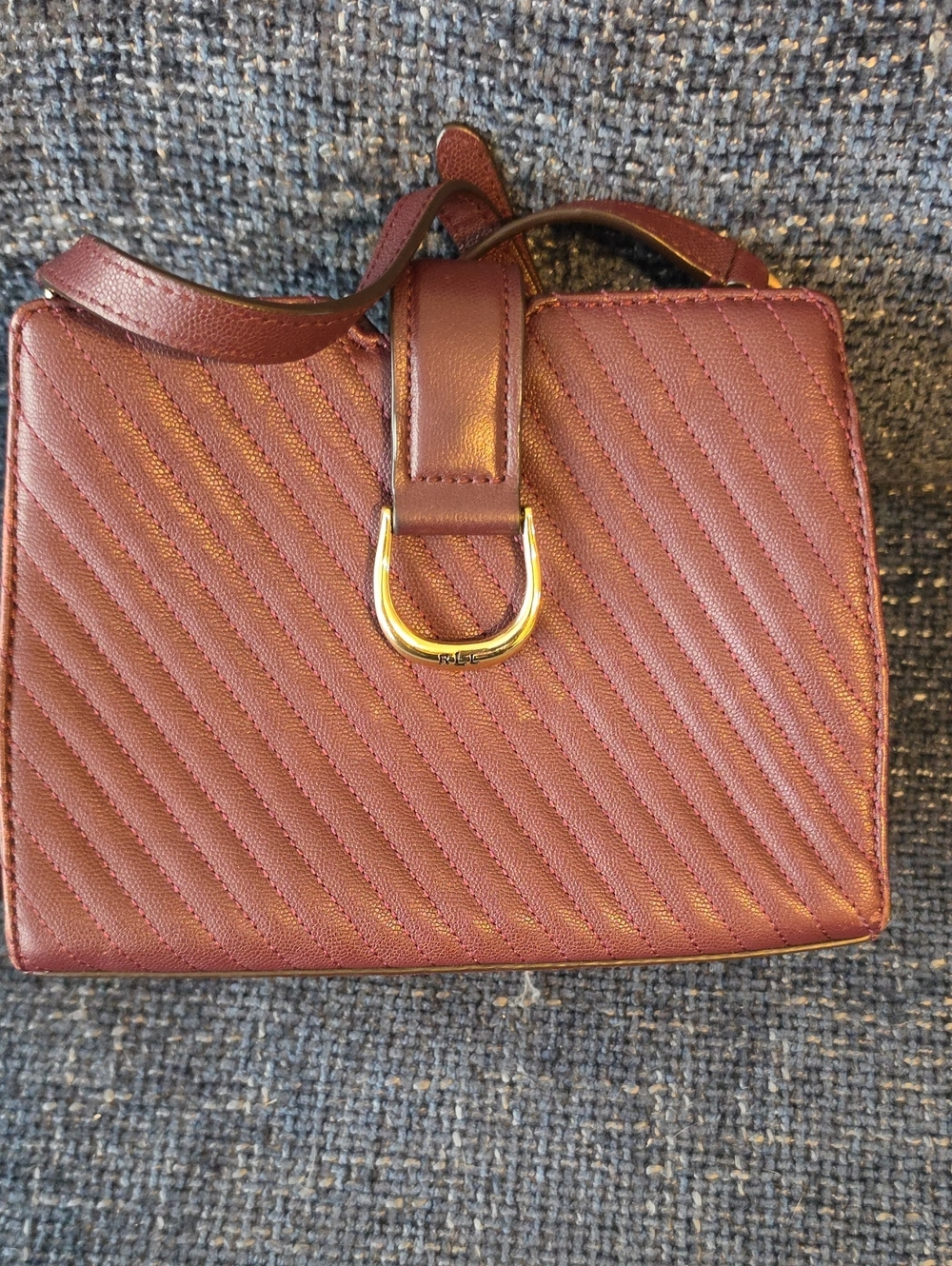Lauren Ralph Lauren Quilted Crossbody Bag in Burgundy with Gold Hardware